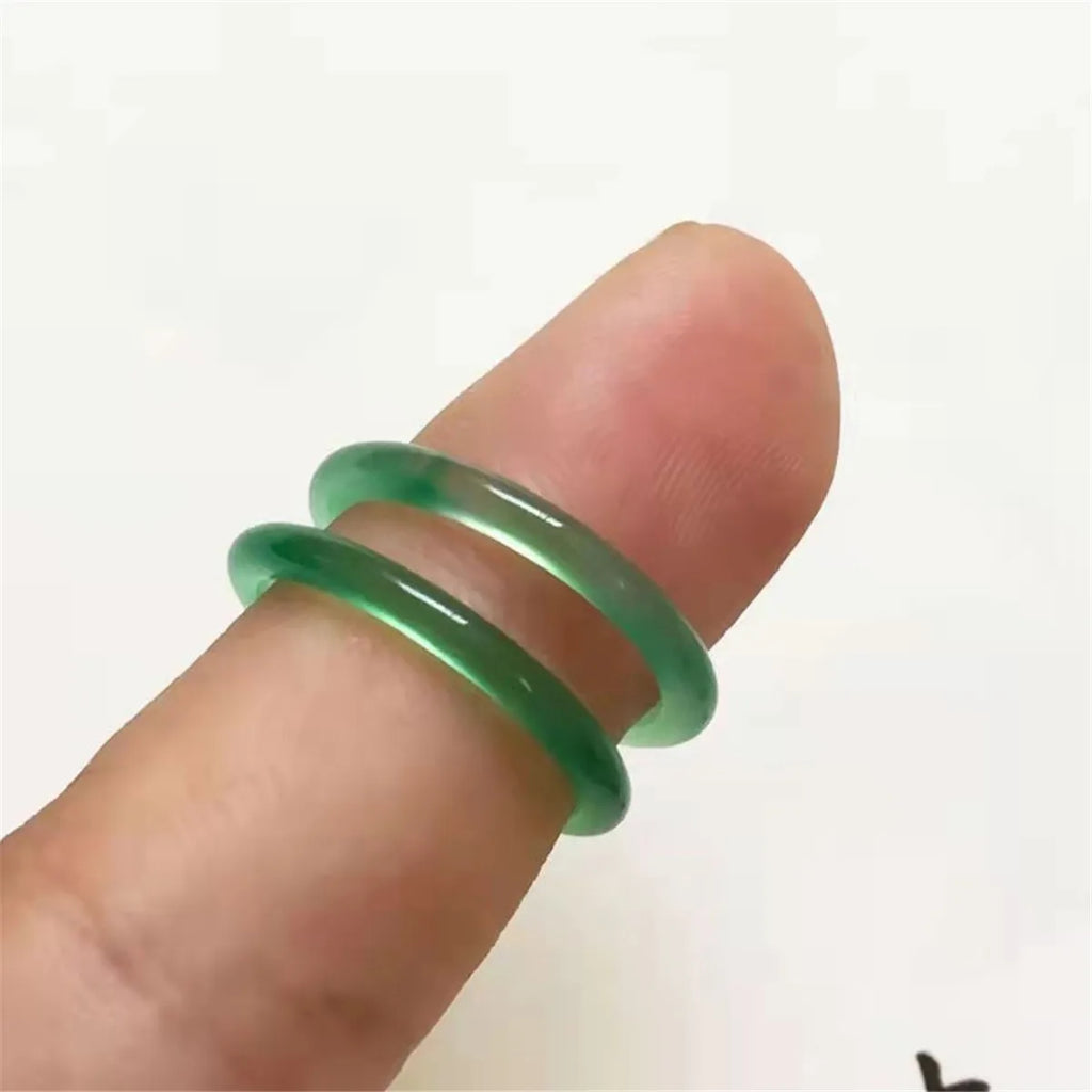 Chinese Style Imitation Natural Glass Ring Ancient Court Fashion Minimalist Couple Ring Glass Jewelry Charming Gift Wholesale Qme