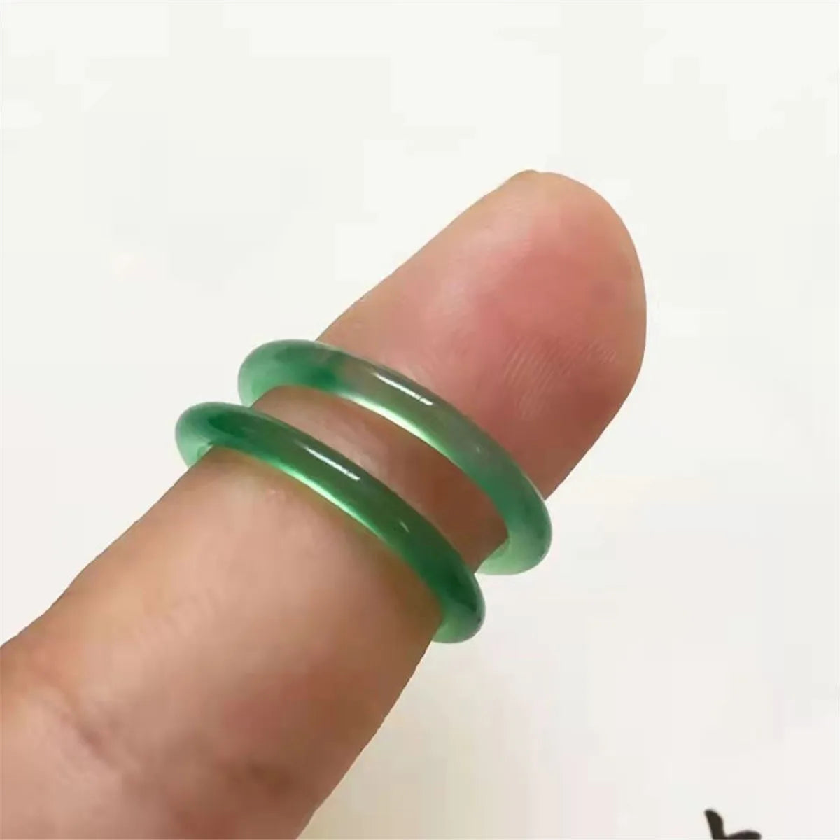 Chinese Style Imitation Natural Glass Ring Ancient Court Fashion Minimalist Couple Ring Glass Jewelry Charming Gift Wholesale Qme
