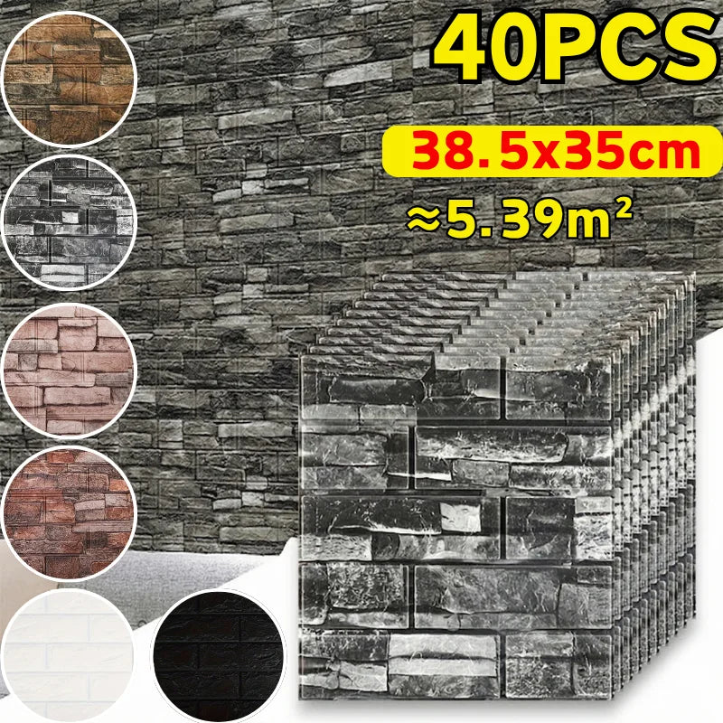 Waterproof 3D Brick Pattern Wallpaper 38 5cmx35cm Self Adhesive Wall Qme