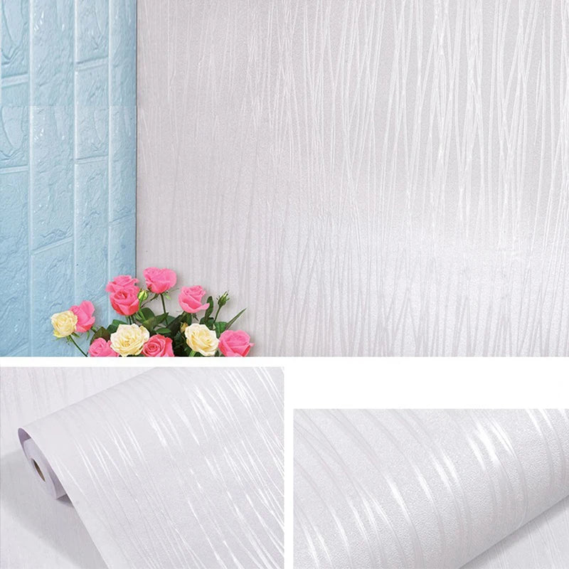 Ivory White Retro Imitation Wood Vertical Pattern Self-adhesive Qme R8 400cmx45cm