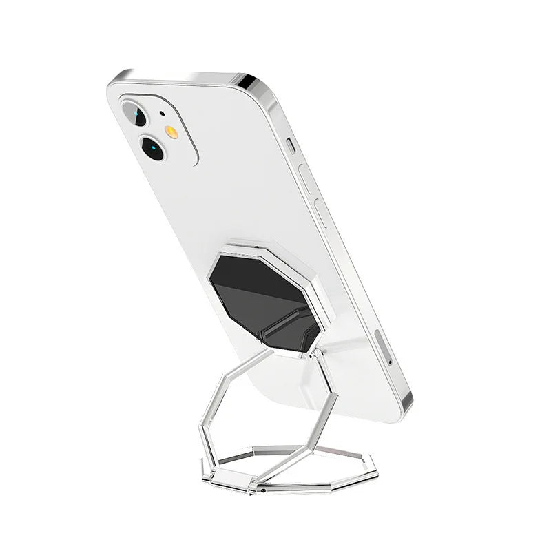 Mobile Phone Foldable Stand Ultra-thin Ring Multi Angle Portable Qme silvery white