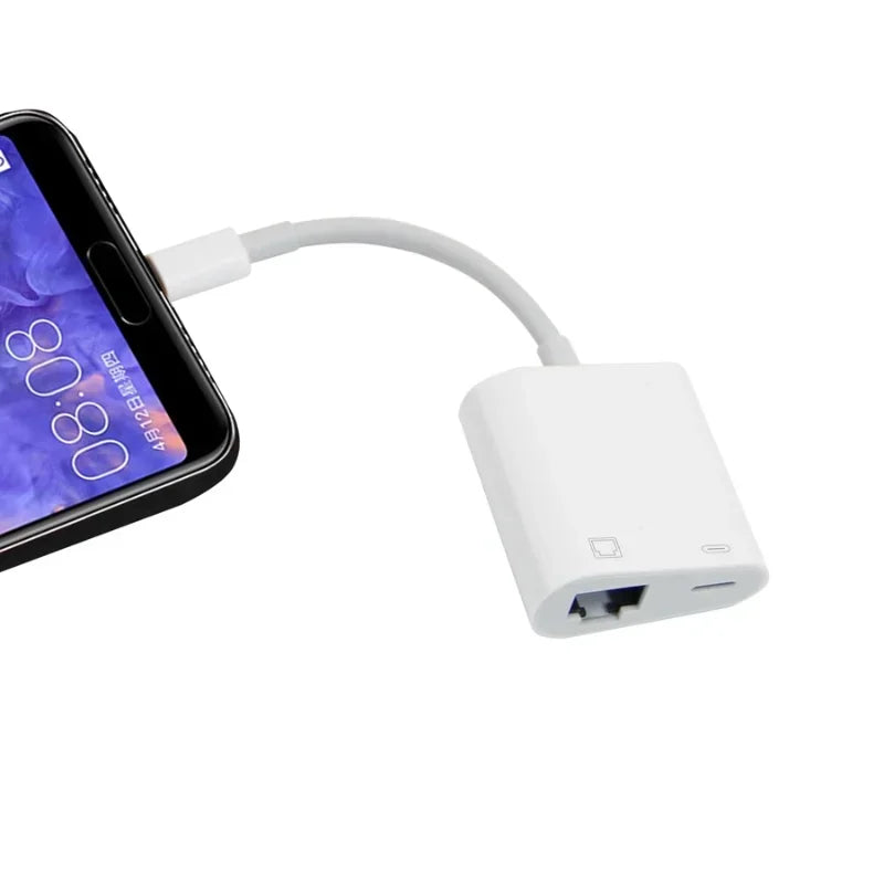 RJ45 network card connection adapter to network cable mobile phone Internet Ethernet converter two-in-one adapter Qme