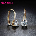Exquisite Bright Crystal Gold Color 925 Sterling Silver Color Earrings Fashion CZ Rhinestone Jewelry For Women Wholesale Brincos Qme Yellow Gold