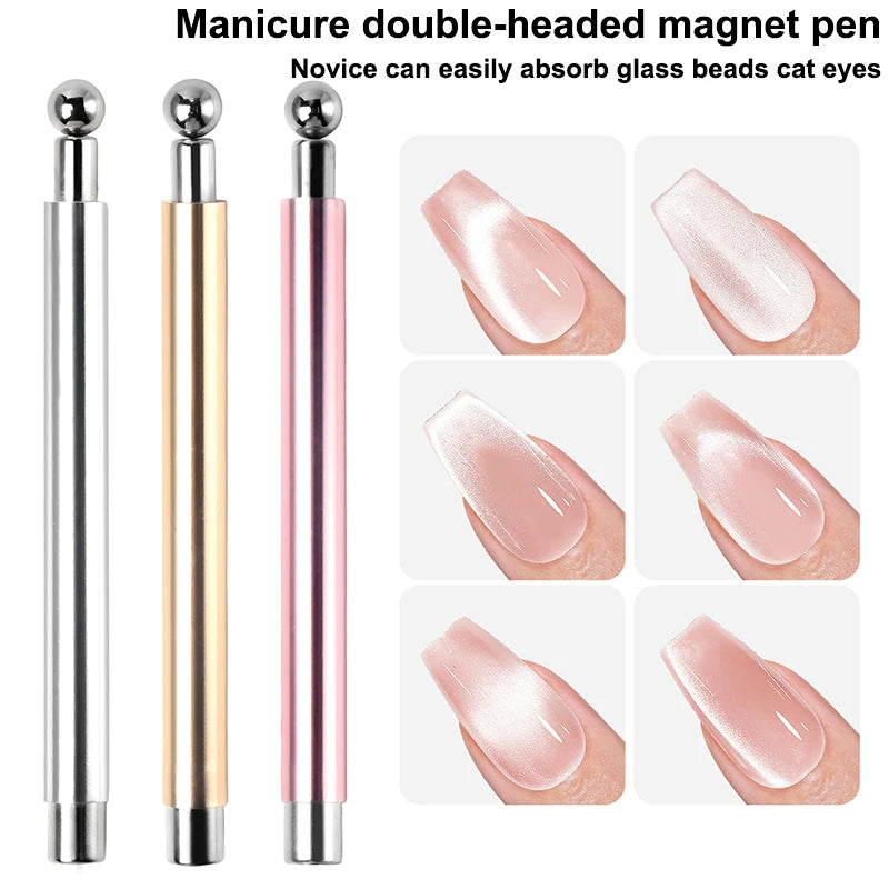 Double-end Cat's Eye Nail Magnetic Stick Glossy Steel Balls 8 Strong Qme