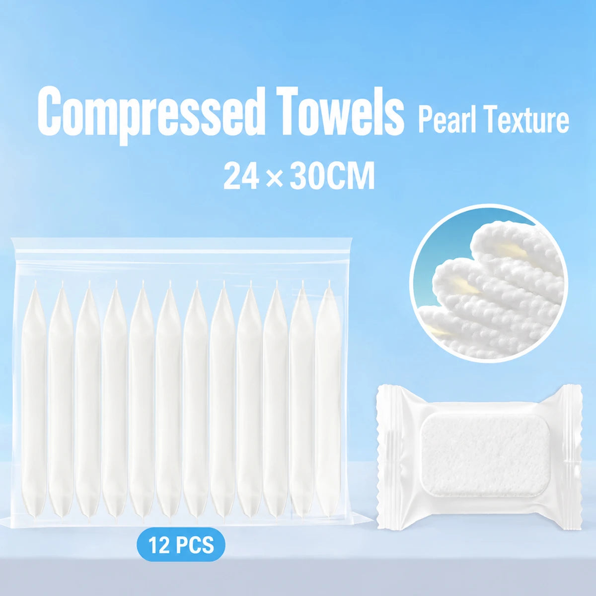 12 Disposable Compressed Face Towels Thick Large Individually Qme 12pcs