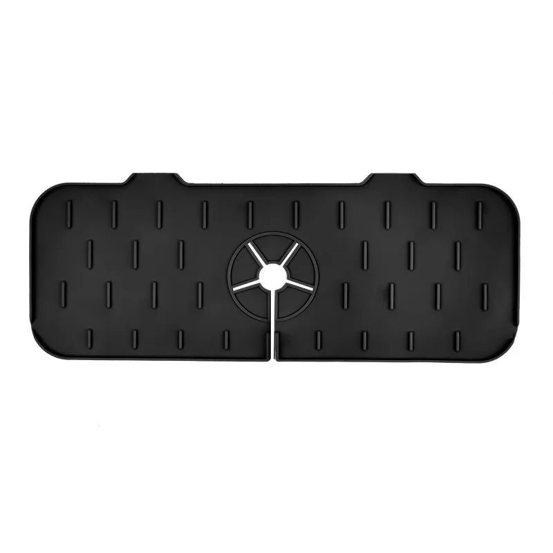 Kitchen Silicone Faucet Mat Water Ripples Faucet Water Catcher Mat Large Sink Splash Pad Countertop Protector Bathroom Gadgets Qme black