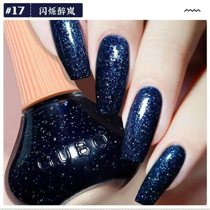 45 Colors Nail Polish Oil-based Nails Polish No-bake Quick Dry Non-tear Small Glitter Nail Gel Transparent Red Nail Art Qme 17
