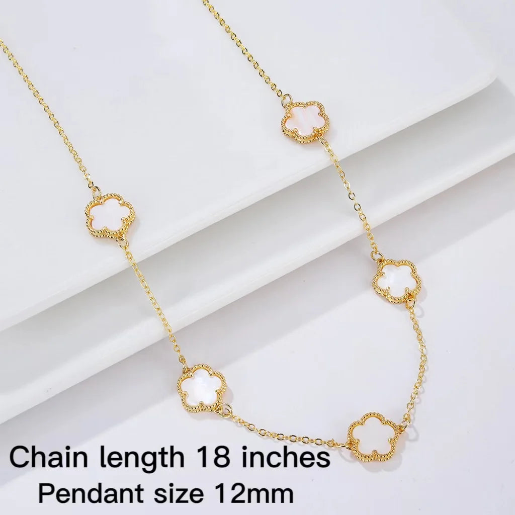INS Hot Selling Women Five Leaf Clover Necklace Fashion Geometric Necklace Sweet Romantic Holiday Jewelry Gifts Wholesale Qme