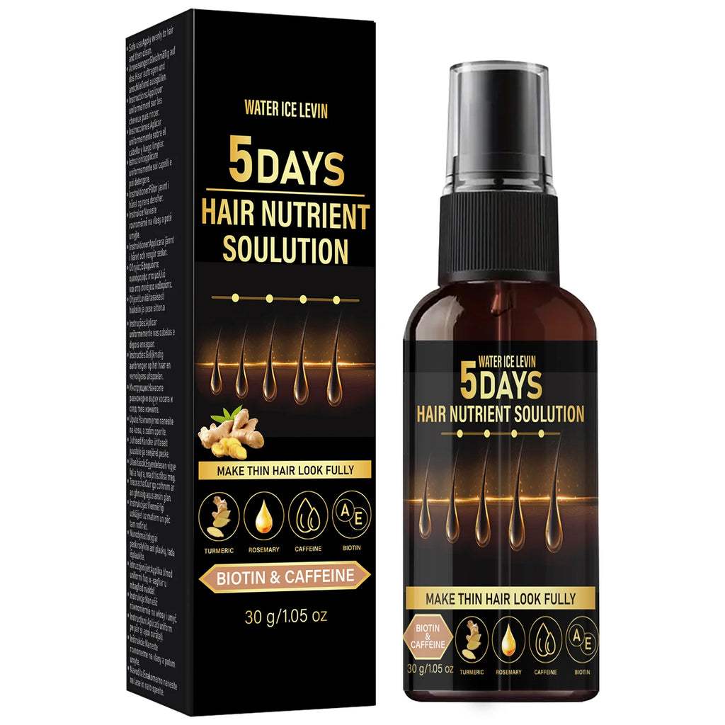 Biotin & Caffeine Hair Care Oil - Rosemary, Turmeric Infused, 5 Days Hair Nutrient Solution for Thicker Hair Qme black 30g