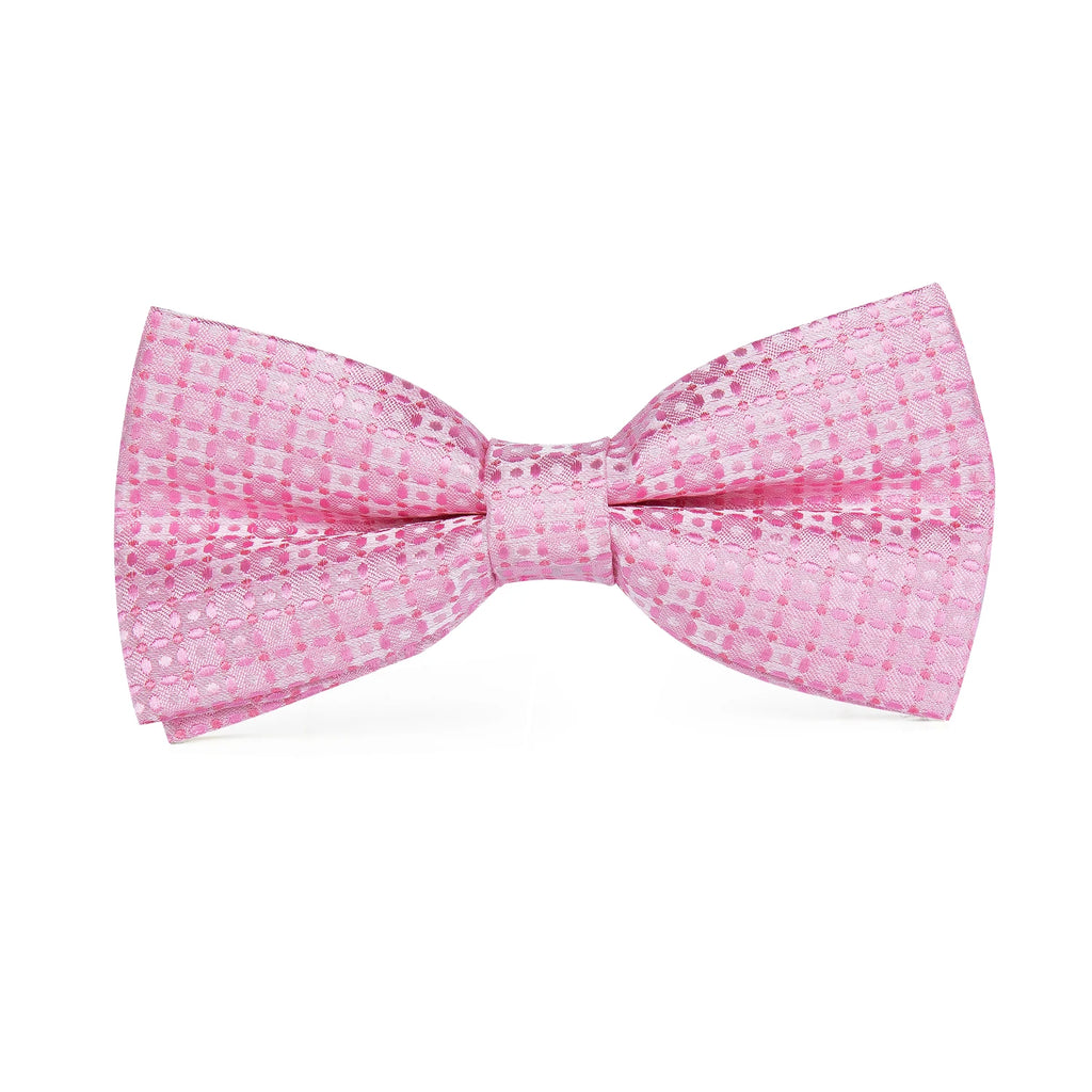Hi-tie Pink Dot Silk Mens Pre-tied Bow Tie Hanky Cufflink Dusty Qme