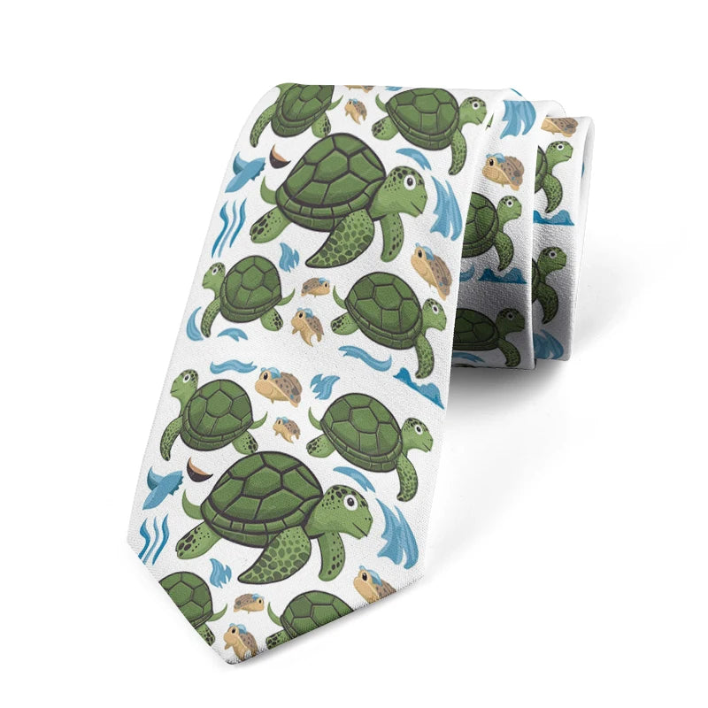 Funny Cartoon Tortoise Print Tie Unisex Fashion Business Men's Casual Qme style8