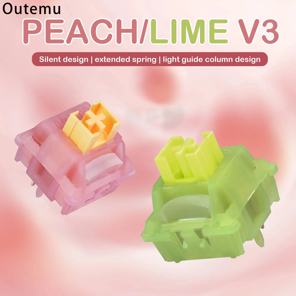 Outemu Silent Peach V3 Switch Lubed Silent Lemon V3 Switches Mechanical Keyboard Linear Tactile 5Pin Hot Swap PA66 Pre Lubed POM Qme peach 30PCS