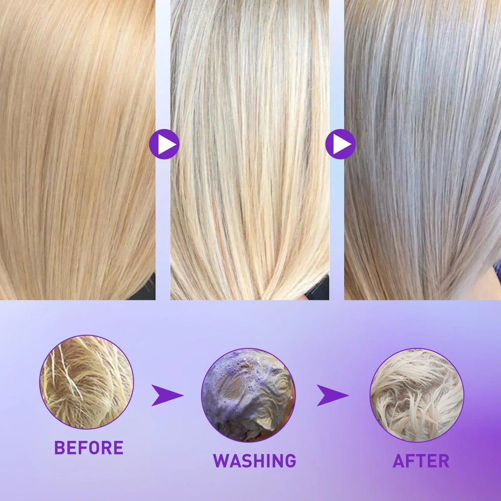 Color Fixing Hair Dye Shampoo to Cover Gray Hair Fade Yellow After Bleach Hair Shampoo Non-irritating Purple Shampoo for Blonde Qme