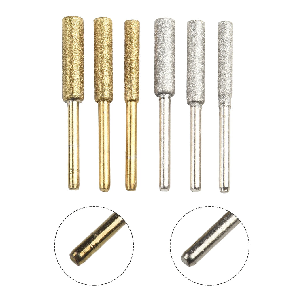 6PCS Set Coated Cylindrical Burr 4mm/4.8mm/5.5mm Chainsaw Stone File Abrasive Tools Chain Saw Sharpening Carving Grinding Tool Qme