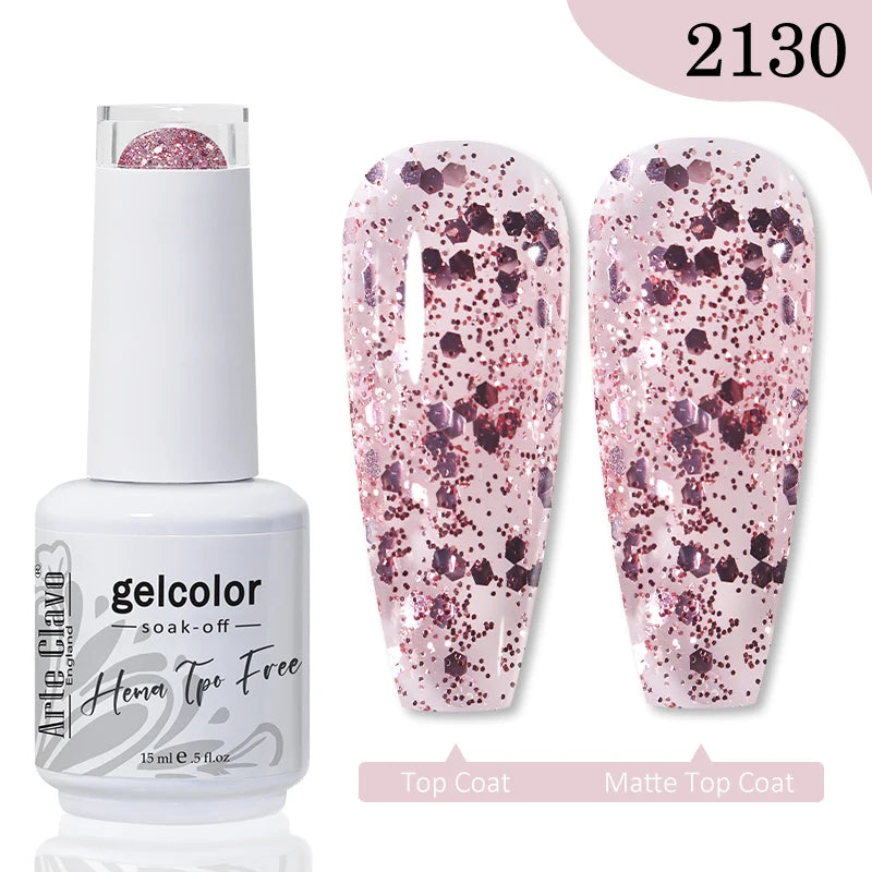 Arte Clavo Crystal Crushed Diamond Pink Blue Gel Nail Polish 2026