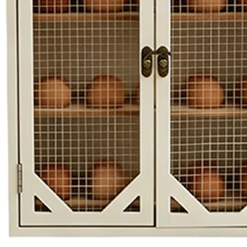 Fresh Egg Holder Rustic Cabinet With Double Doors Egg Organizer With Wire Mesh Window For Home Kitchen Pantry Cabin Coop Farm Qme