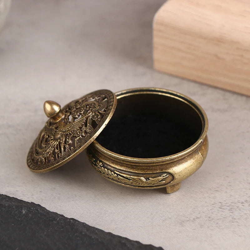 Buddha Incense Burner Lotus Antique Copper Alloy Sandalwood Home Qme