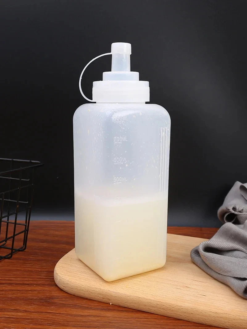 Large Caliber Plastic Squeeze Sauce Bottle Jam Salad Seasoning Vinegar Ketchup Gravy Boats Kitchen Condiment Dispenser Gadgets Qme 1000ML