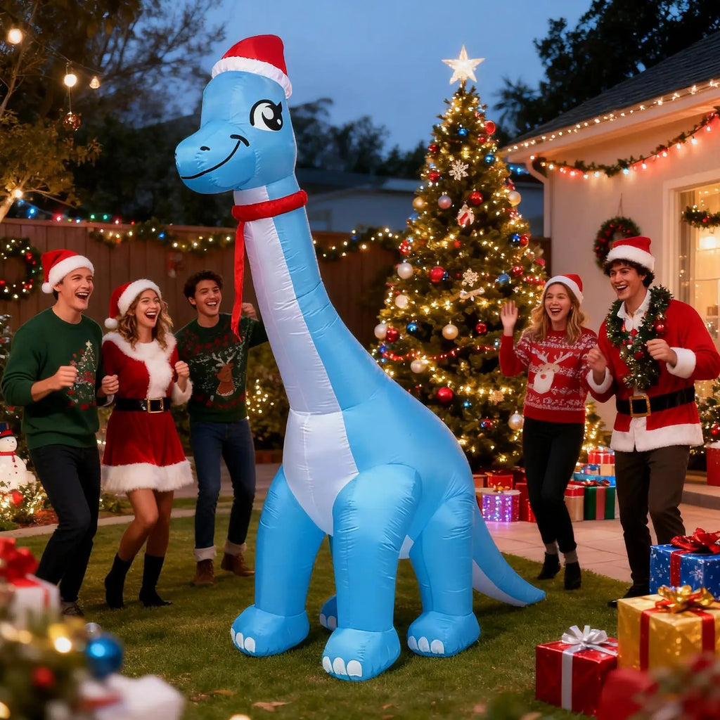 Christmas Blow Ups 11 8Ft LED Light Dinosaur Cute Outside Decorations Qme