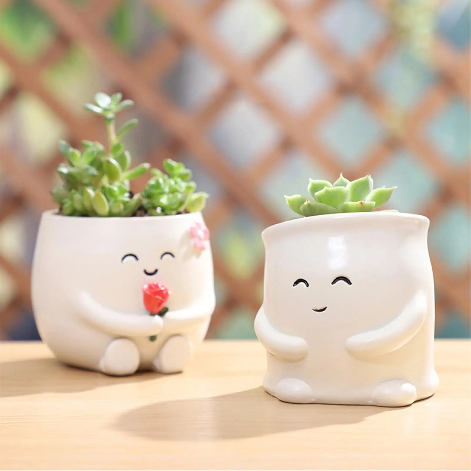 Cute Plant Pots Flower Container Drainage Hole Indoor Outdoor Patio Qme