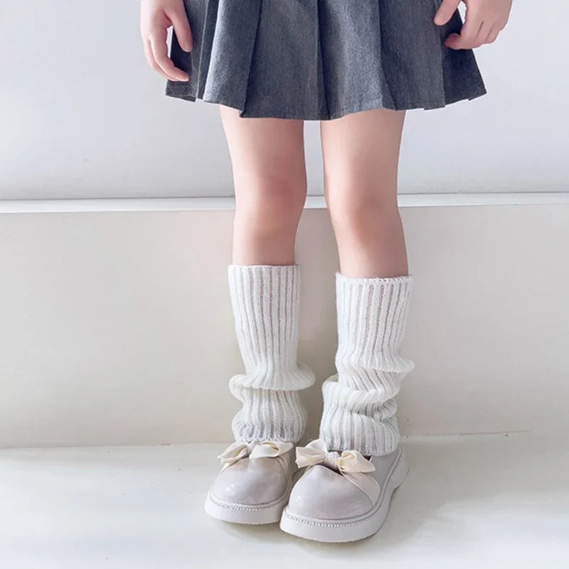 Sweet Girls Candy Color Korean Kids Leg Warmers Knitted Foot Cover Children Solid Autumn Winter Elastic Versatile Elephant Socks Qme