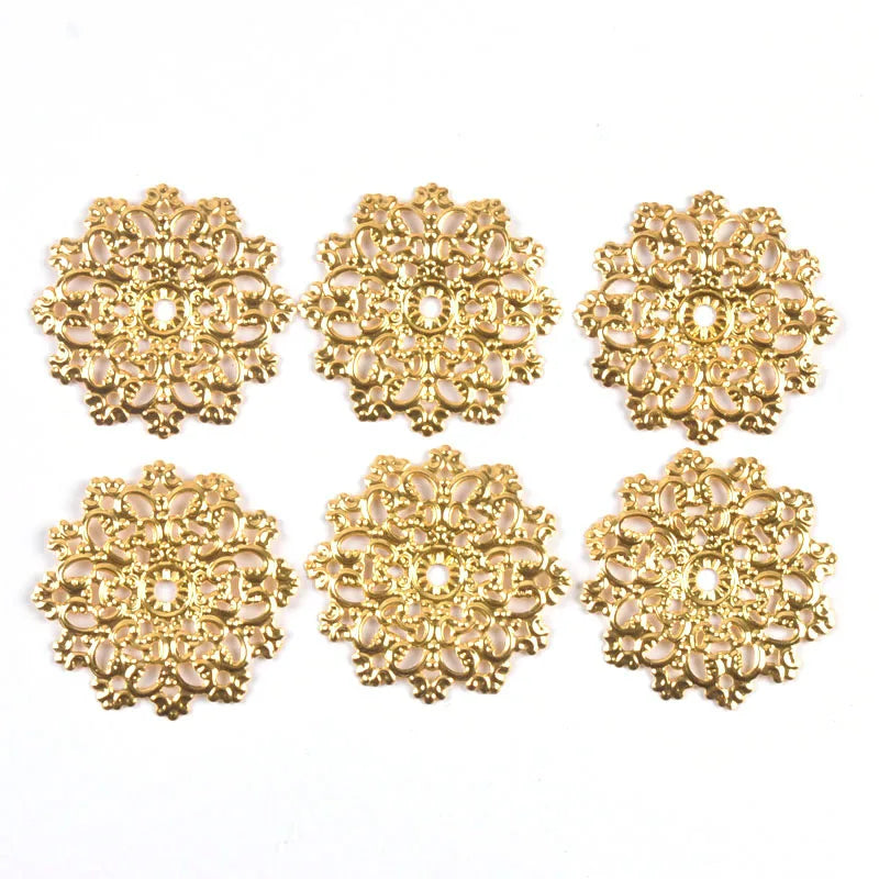 10Pcs Bronze/Gold/Silver Filigree Flower Wraps Connectors For Making Scrapbook DIY Embellishments Home Decor Metal Crafts yk0897 Qme