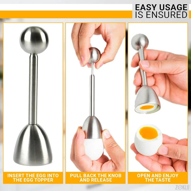 Stainless Steel Egg Opener Shell Opener Egg Head Eggshell Cutter Egg Cup Holder Multi-purpose Egg Tool Kitchen Gadgets Qme