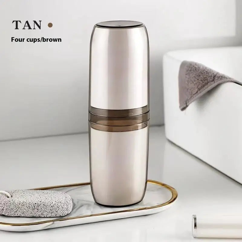 Portable Toothbrush Case Storage Box Outdoor Business Trip Travel Qme Gray 4 cups