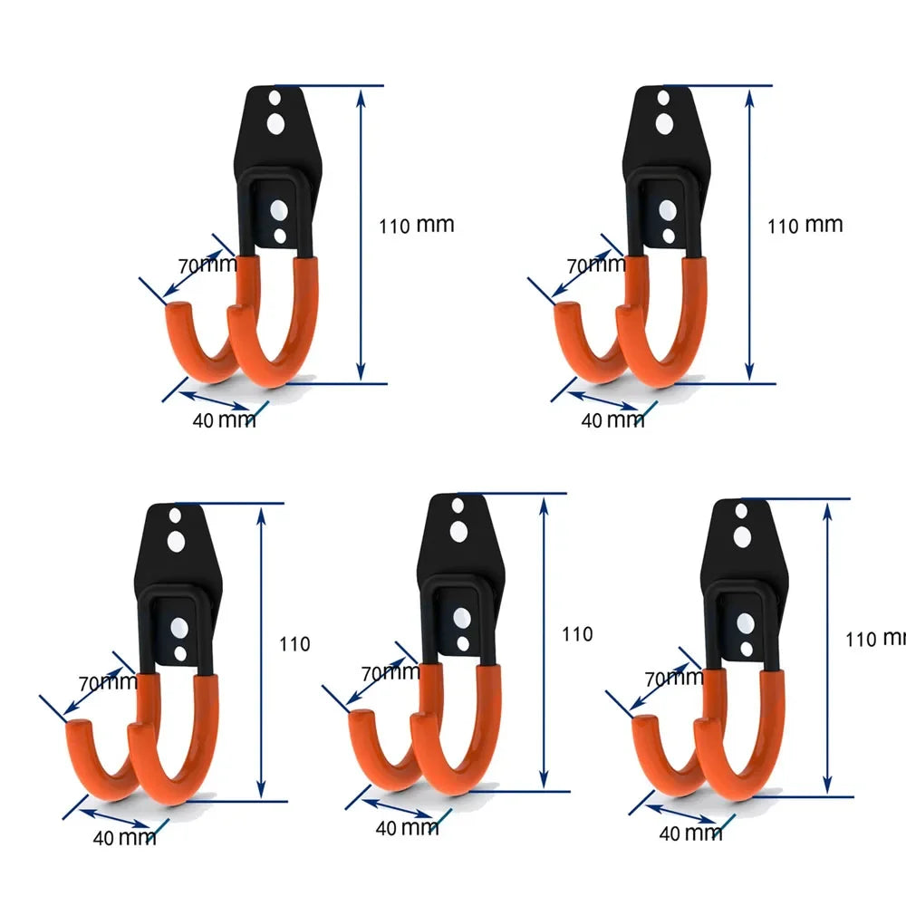Heavy Duty Garage Hooks,Heavy-Duty Garage Hooks - Wall-Mounted Storage for Power Tools, Bulk Items & Bikes,Garage Organiza Qme 5pcs-1B -Orange