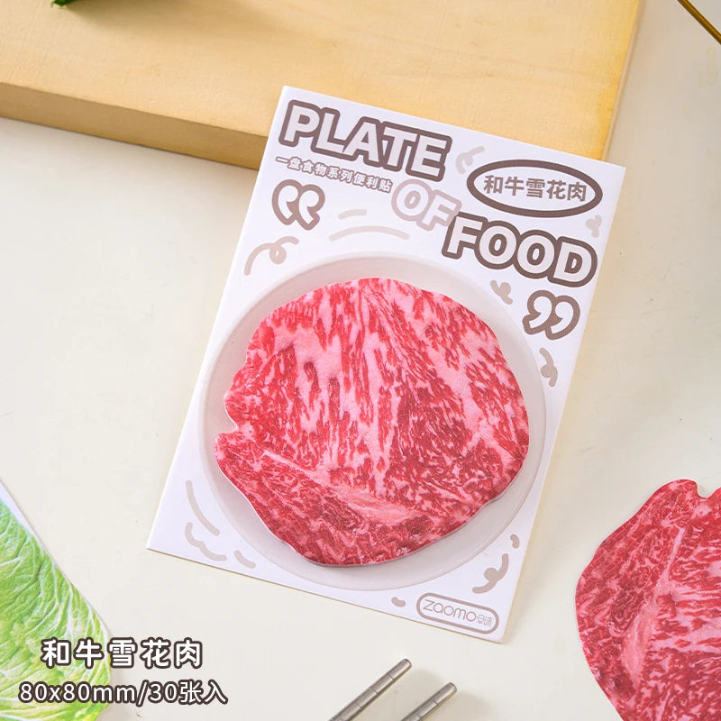 30pcs，Kawaii Stationery，Food shape Notes Sticky，Self-Sticky Note Pads，for Daily to-do list Study Work，School Office Stationery Qme B2