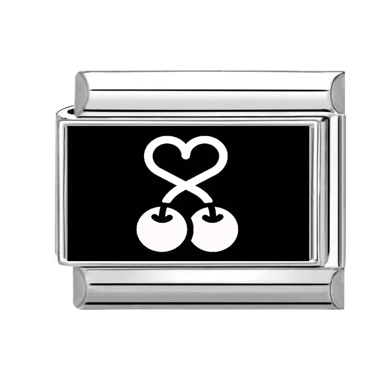 2026 New Wholesale Cute LOVE Black Series Charm Bracelet Fit 9mm Bracelet Stainless Steel Italian Links Making DIY Jewelry Gifts Qme Style 6