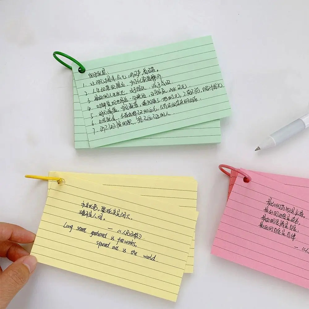 50PCS Binder Horizontal Line Memo Book Loose-Leaf Index Cards Flash Cards Small Revision Cards for Study Office Note Pads Qme