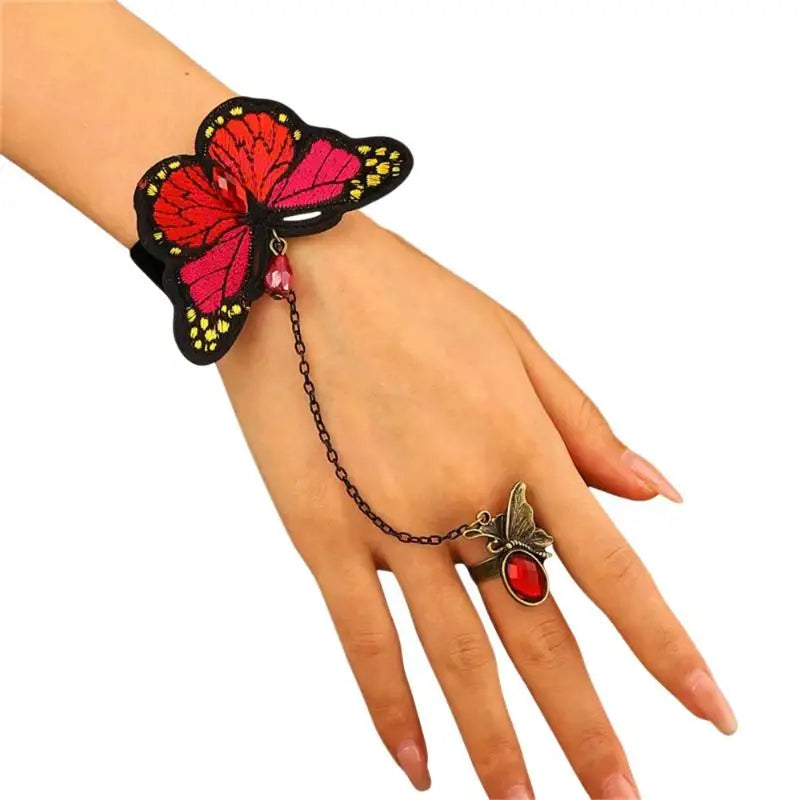Women Gold Big Crystal Ring Bracelet Elegant Hand Chain Jewelry Adjustable Wrist Cuff for Special Occasions Qme