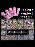21 Grids Diamond Jewelry Nail Art Decorations Ab Flat Bottom Drill Qme AB color