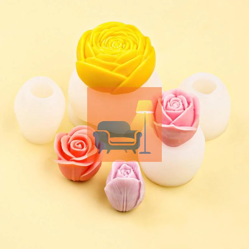 1Pcs Handmade Scented Candle Plaster Resin Molds DIY Flowers Tulip Rose Silicone Mold Cookies Chocolate Candy Baking Tool Qme