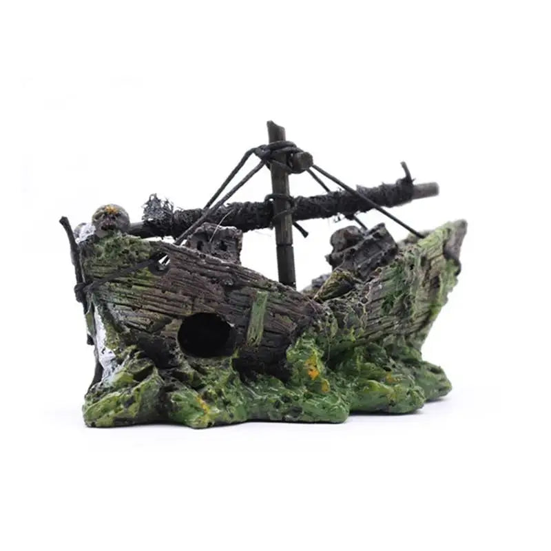 Fish Tank Landscape Ornament Resin Decoration Shipwreck Pirate Ship Qme