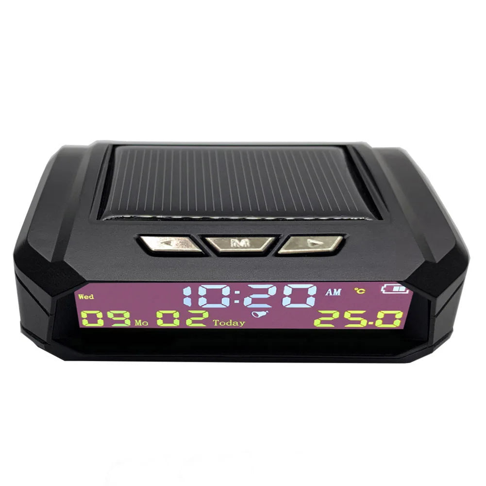 TPMS Look Solar Car Digital Clock with LCD Time Date In-Car Temperature Display for Outdoor Personal Car Part Decoration Qme B