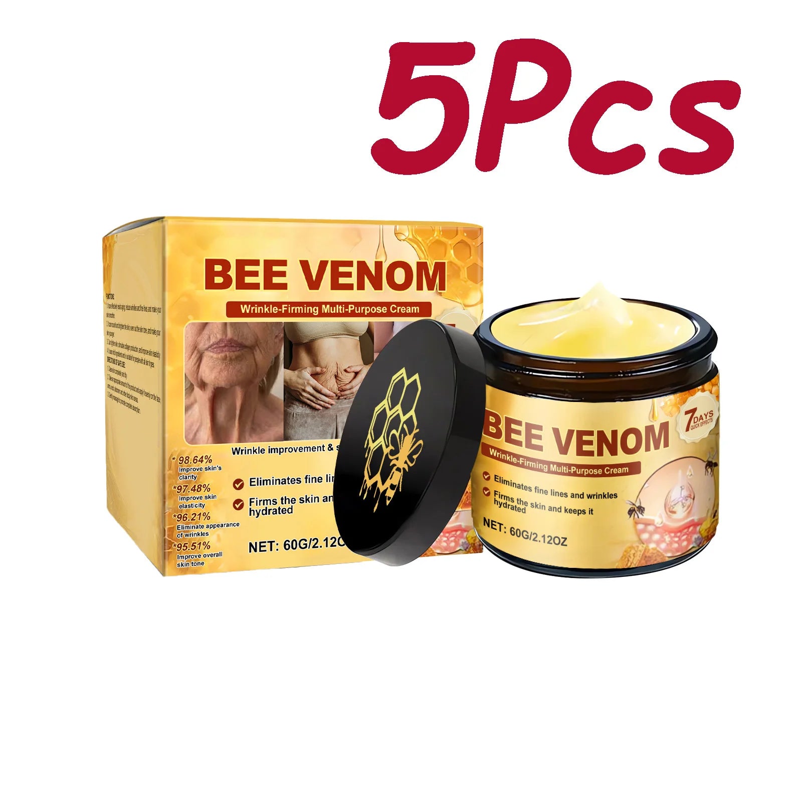 Bee Venom Firming Cream for Sagging Skin Lifting Tightening Anti Wrinkle Fade Fine Lines Hydrating Multi Action Body Cream Qme 300g Boxed