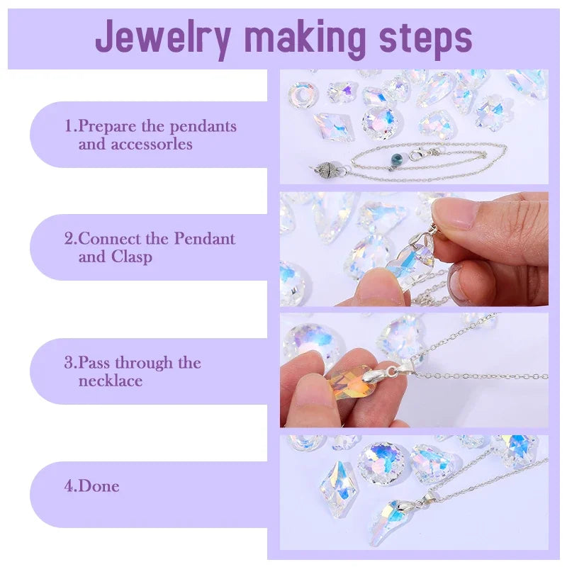 Charming Crystal Pendant Multi Shaped Rhinestone Pendant Crystal Jewelry Accessories Crafts Stone for Earrings Bracelet Making Qme