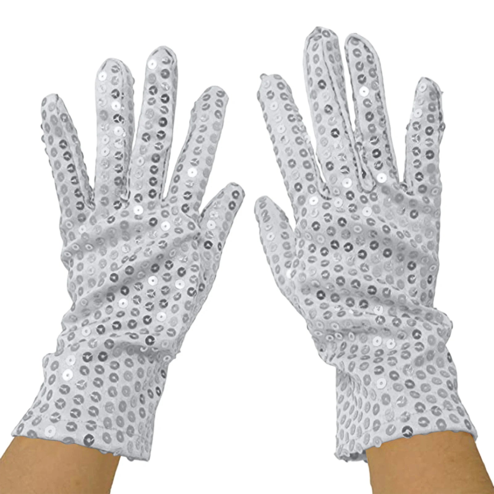 Unisex Creative Sequin Dance Performance Gloves Adult Carnival Clothing Party Accessories Fashionable Stage Decorative Props Qme Silver