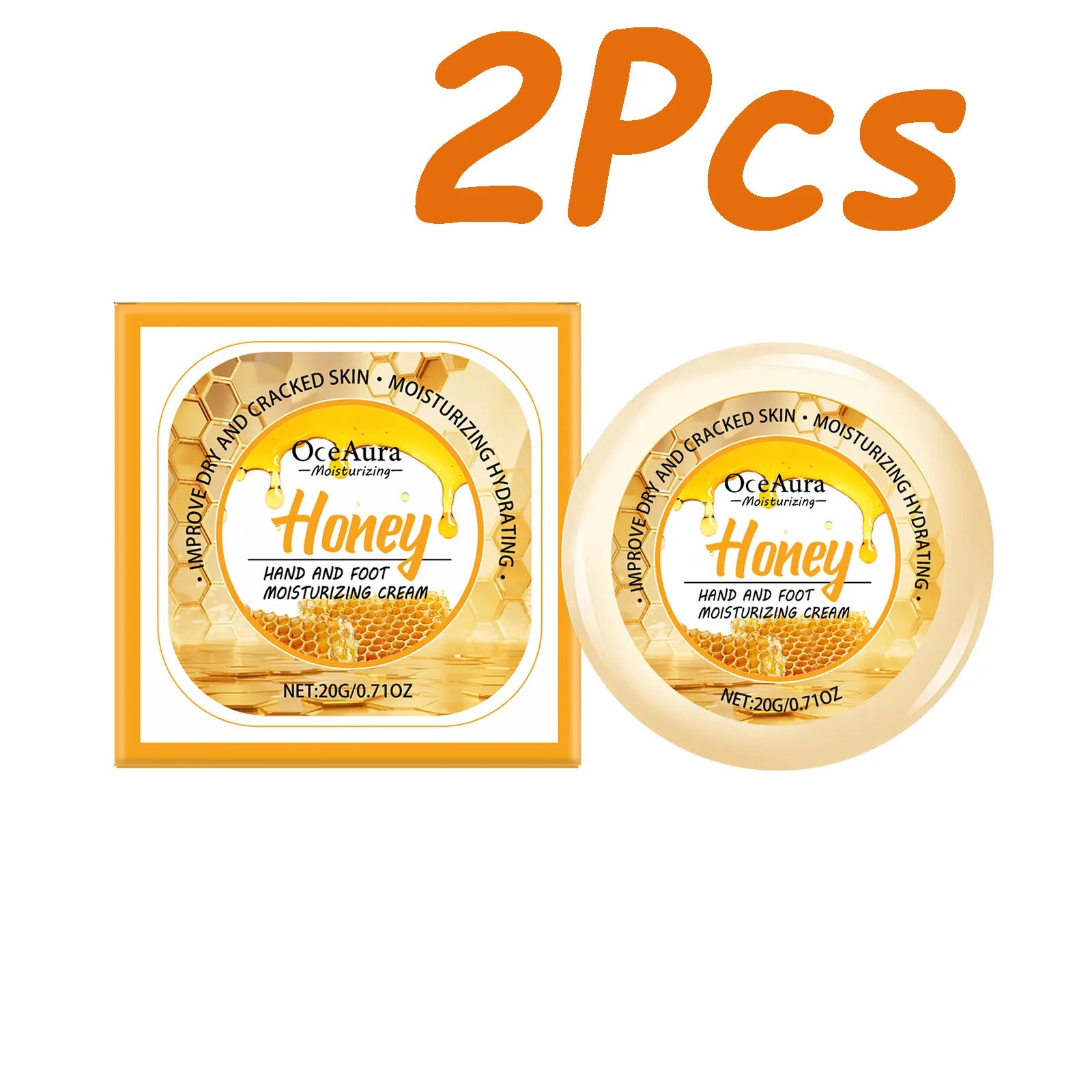 Honey Hand Foot Moisturizing Cream Nourishing Softens Cuticles Anti Dry Cracked Smooth Moisturizing Hand Foot Care Cream Qme 2 x 20g Boxed