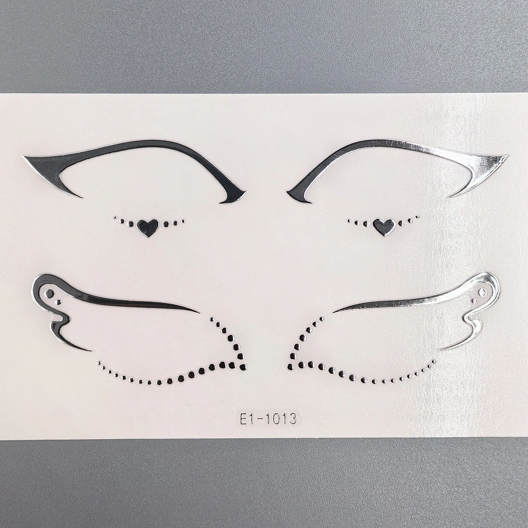 3D Metallic Punk Silver Eye Shadow Stickers Metal Eyeliner Decals Self-adhesive Futuristic Festival Party Eye Makeup Stickers Qme E1-1013