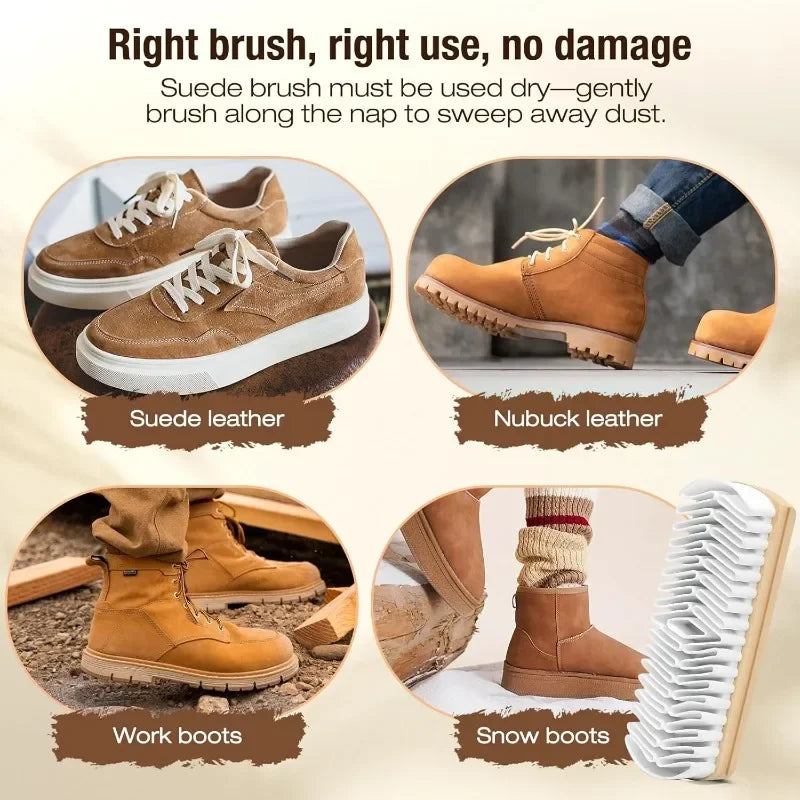 Shoe Cleaning Brush Suede Eraser Premium Horsehair Polish Long Qme