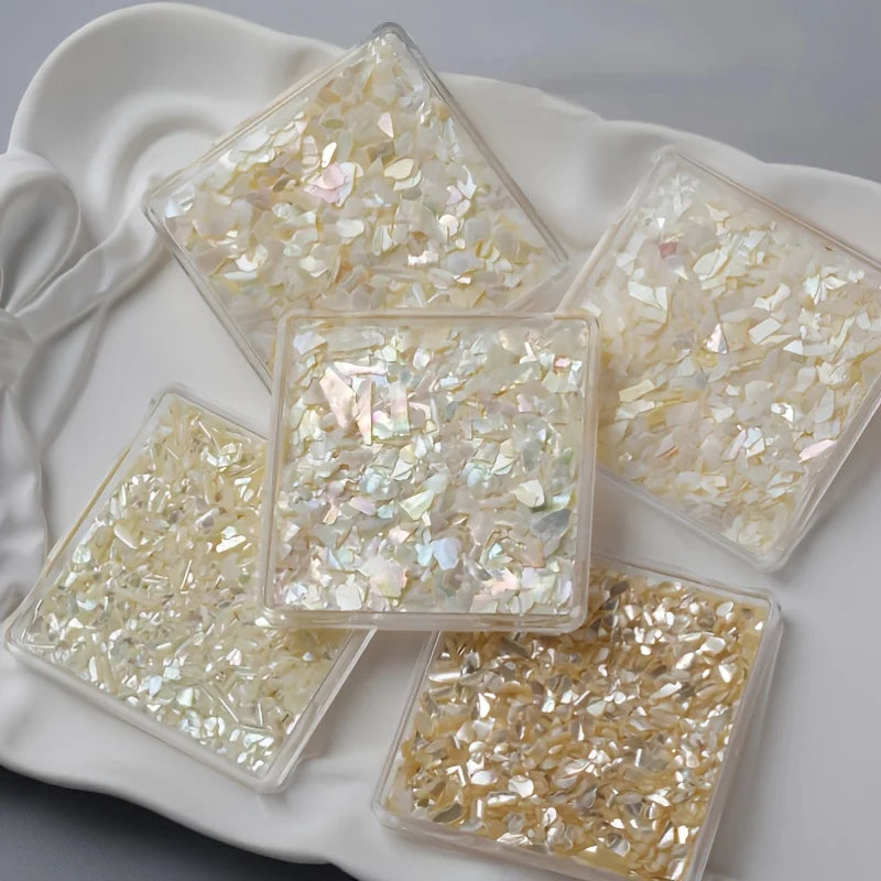 1 Box Shell Nail Art Deco Irregular 3D Gem Glitter Decal DIY Qme Khaki