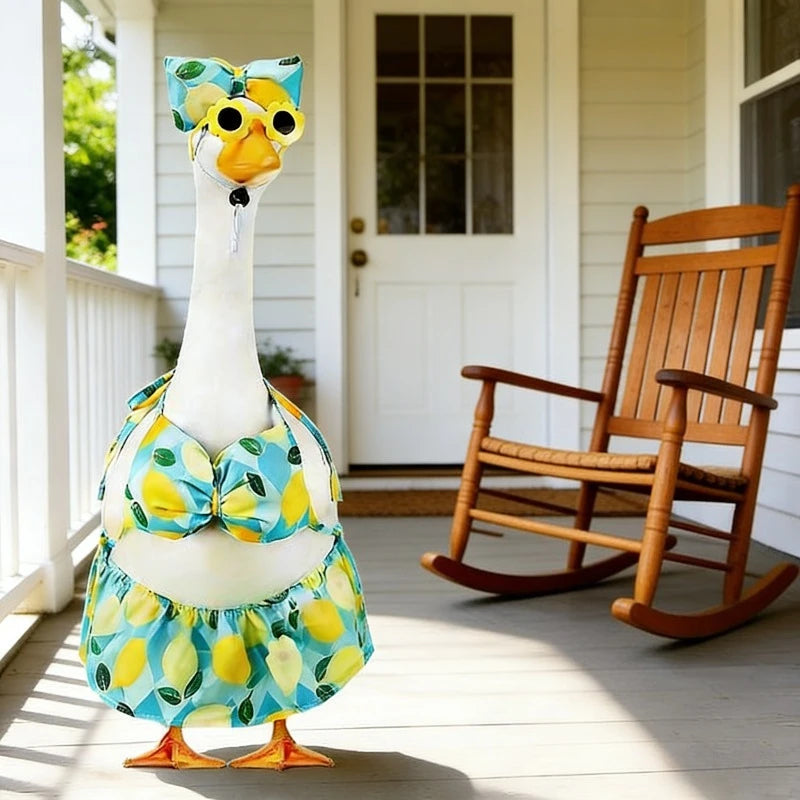 Bikini Porch Goose Outfits with Sunglasses & Swimming Tube for 23" Summer Goose Costume Garden Patio Statue Decor Qme