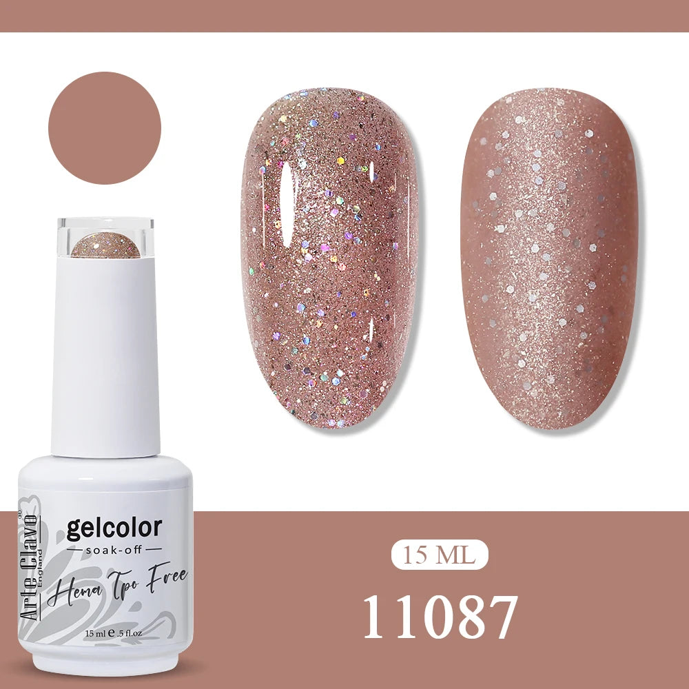 Arte Clavo Glitter Gel Nail Polish HEMA TPO Sliver Champagne