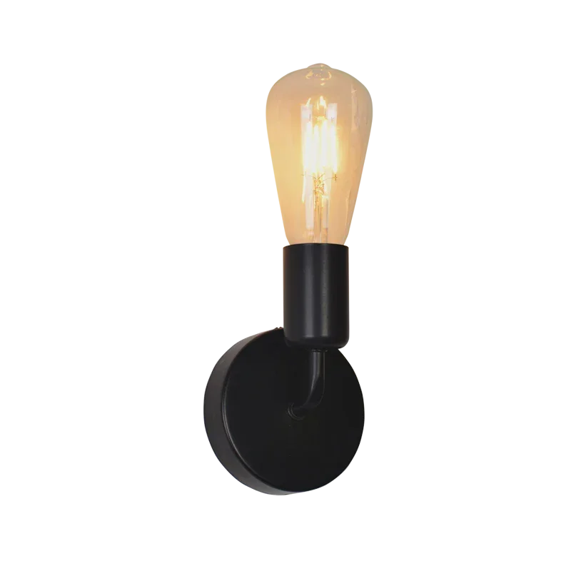 E27 Nordic Modern Wall Lamp Iron Black Indoor Lighting Bedside Bathroom Bedroom Lamp Sconce Wall Light Fixture Decor Industrial Qme