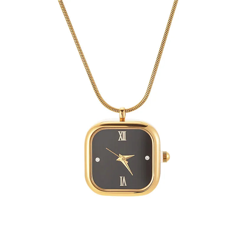 Watch Necklace Pocket Watch Square Drop Water Classics Dial Roman Numerals Pocket Watches with Necklace Christmas Birthday Gifts Qme Style 9