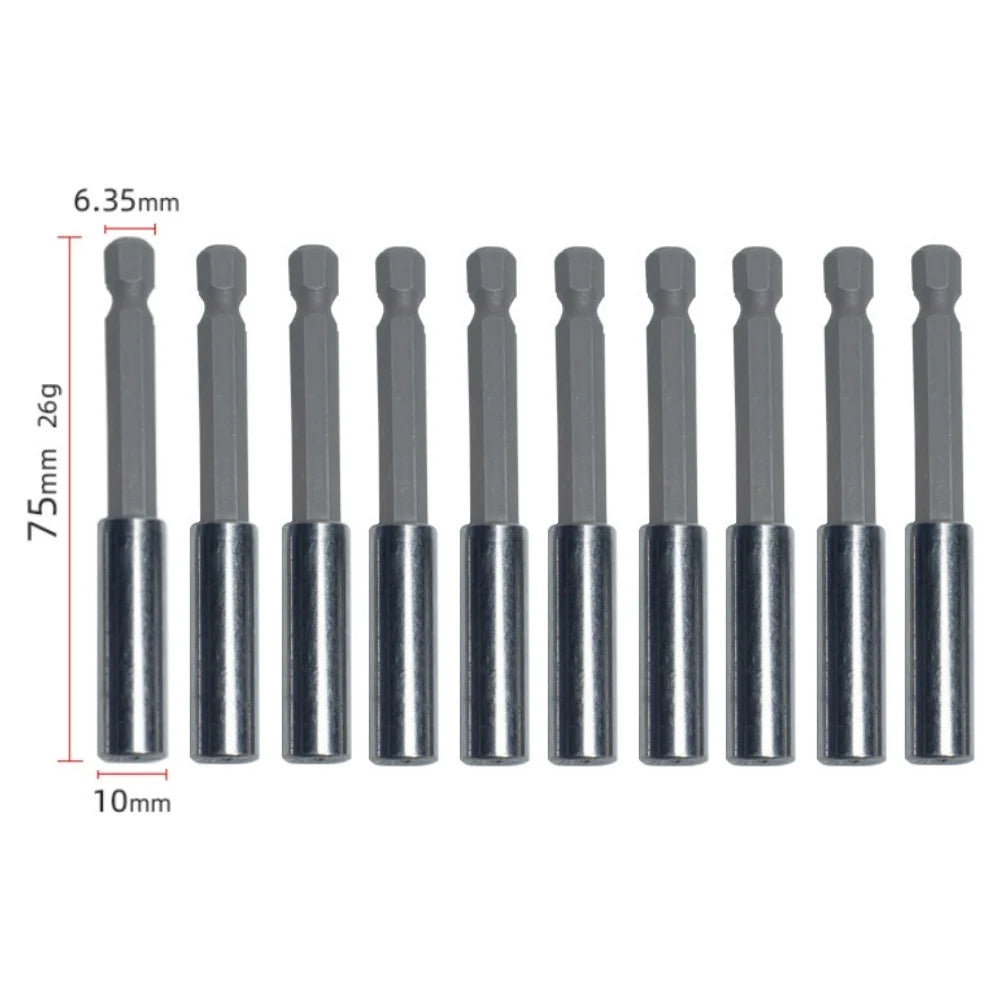 20-1PCS Hex Shank Drill Bit 60MM-150MM Magnetic Screwdriver Extended Link Screwdriver Head Holder Kit Rotary Tool Accessories Qme 75MM 10pcs