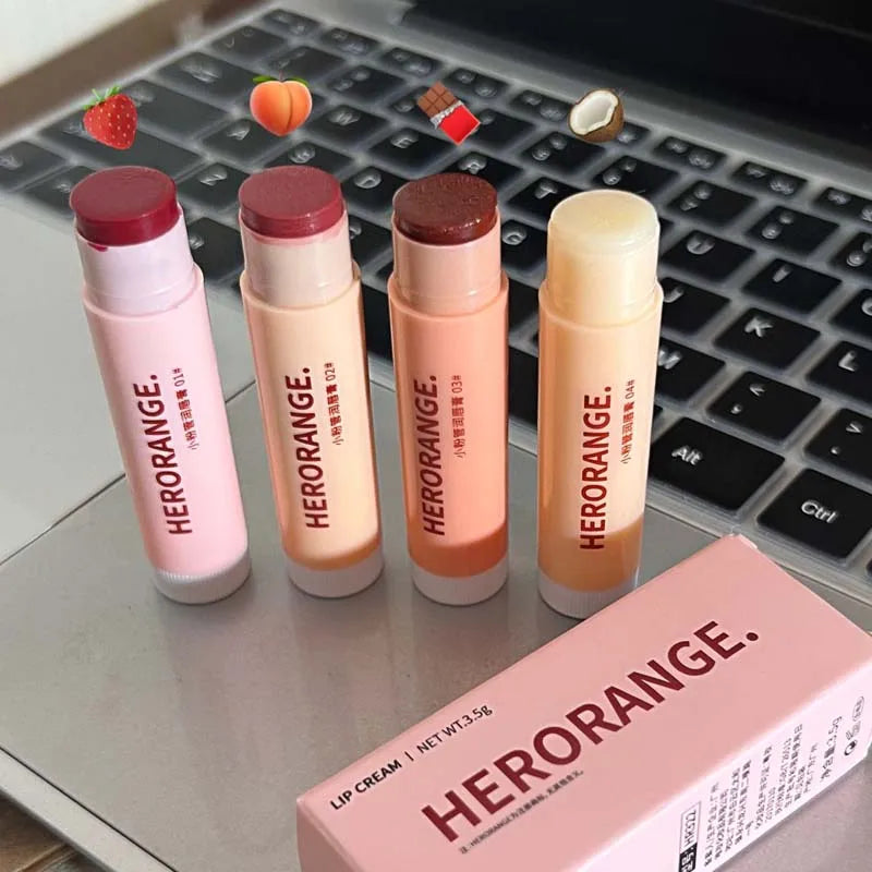 Colored Moisturizing Lip Balm Set Makeup Jelly Almond Coffee Lip Tint Nude Rose Black Tea Lipstick Primer Colorless Lip Care Qme